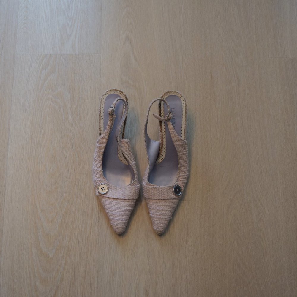 Blush Millennial Pink Tweed Kitten Heels
